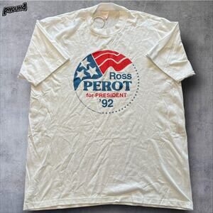 Vintage Ross Perot Shirt Mens 2XL White 1992 For President Campaign Made USA 90s